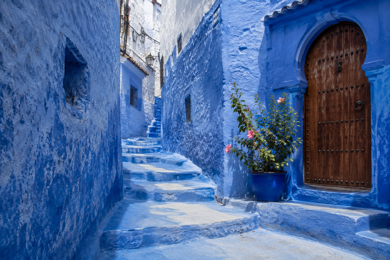 Blue-painted alley in Chefchaouen