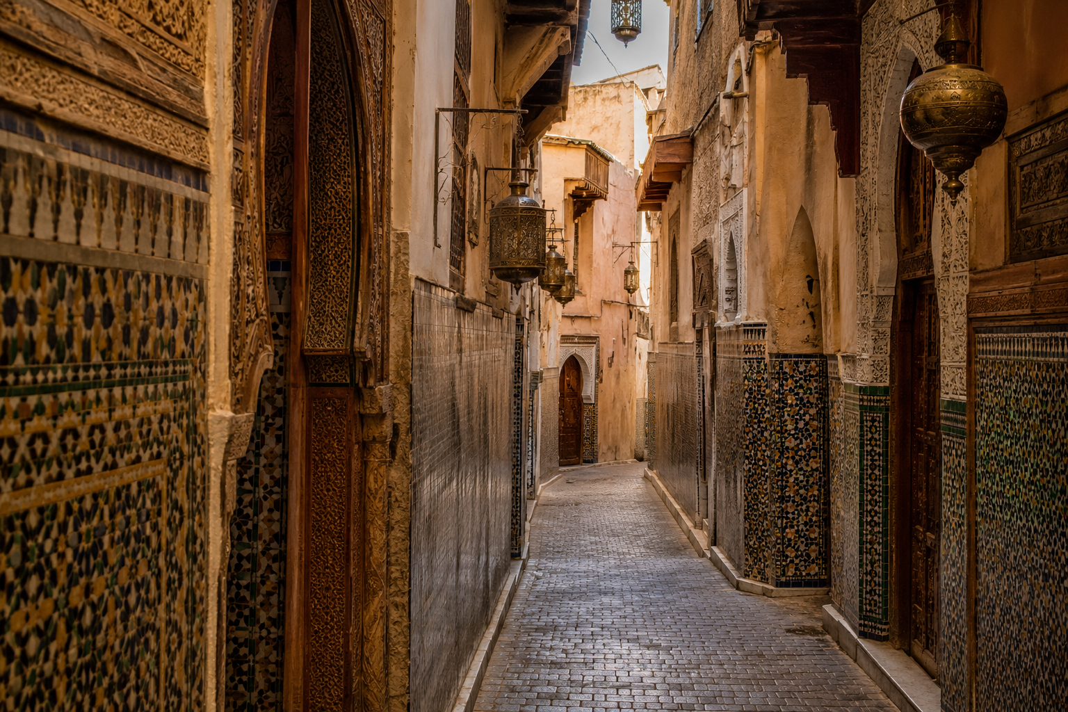 Narrow alley in the Fes medina