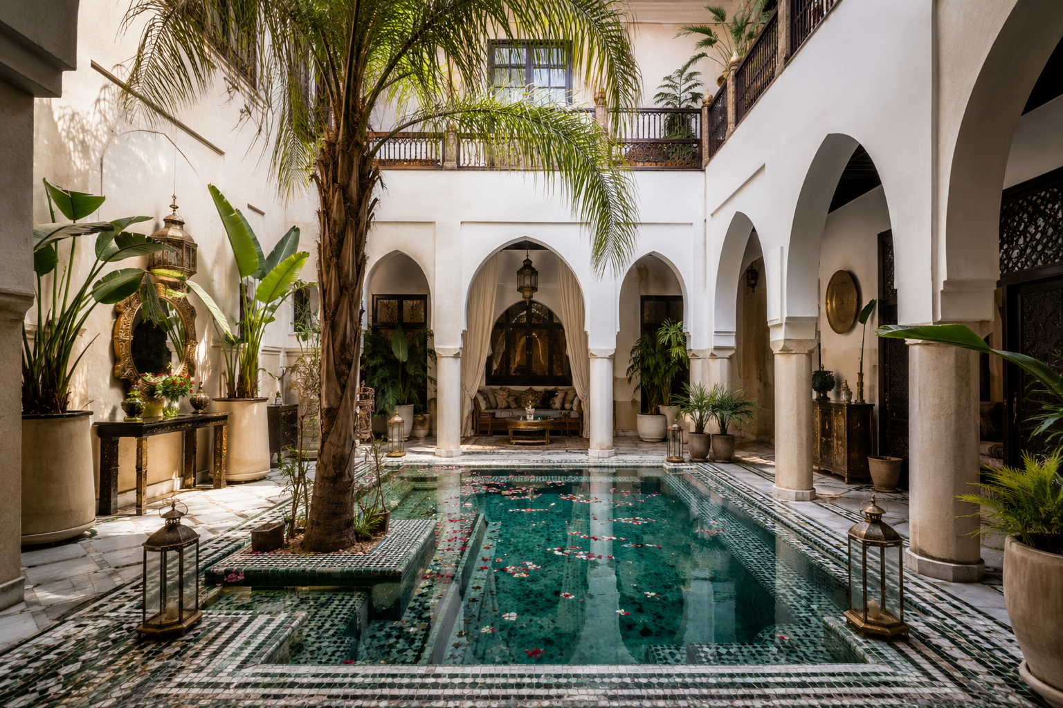 Riad courtyard in the Marrakech medina